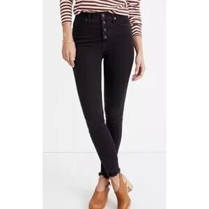 Madewell High Rise Button Fly Skinny Jean Size 26 Tall Washed Black Minimalist
